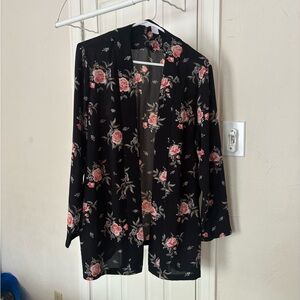 H&M Black and Pink Floral Kimono/ Swimsuit Coverup